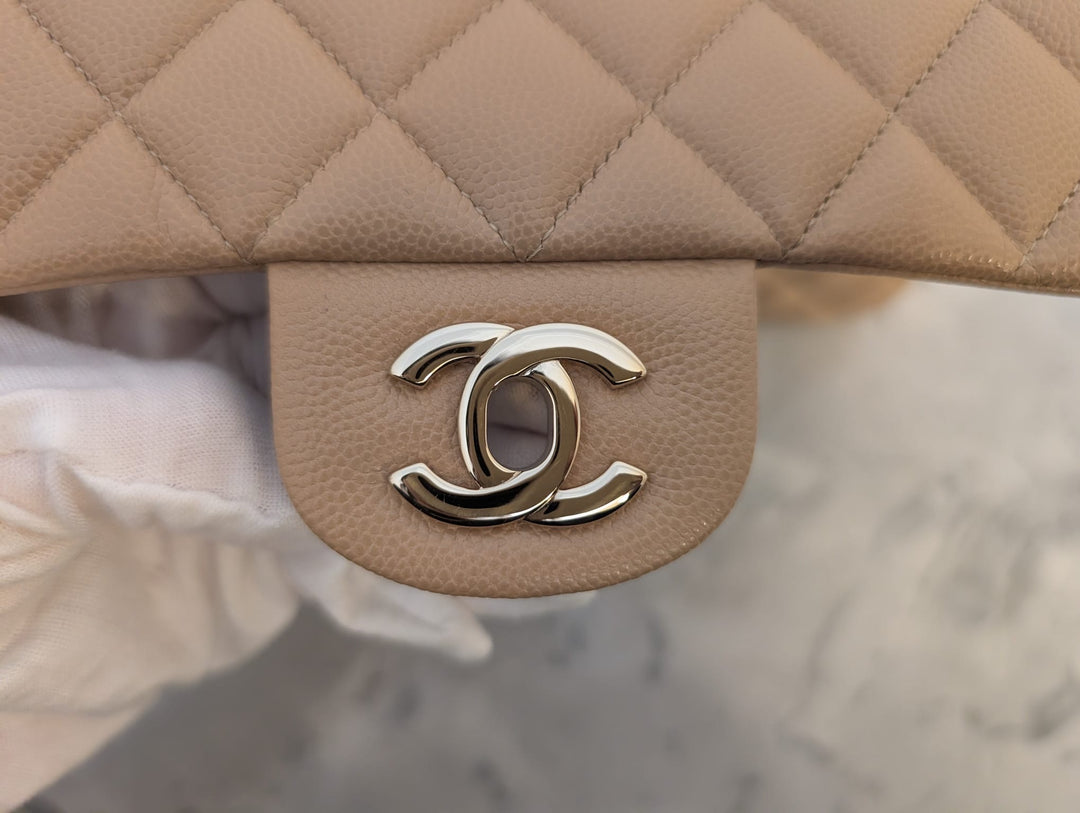 CHANEL series 28 19B collection Dark Beige Caviar LGHW Medium M/L Timeless Classic Double Flap Bag 11.12