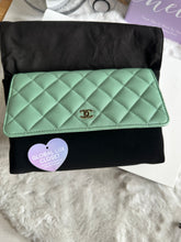 Load image into Gallery viewer, Chanel 23P Tiffany Green Caviar LGHW Classic Wallet on Chain (WOC)
