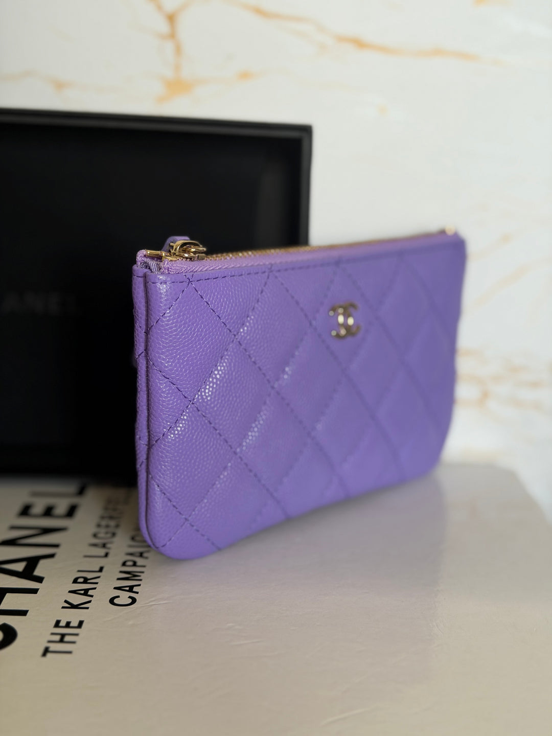 CHANEL series 28 20S purple caviar LGHW Mini O Case Pouch 15 cms
