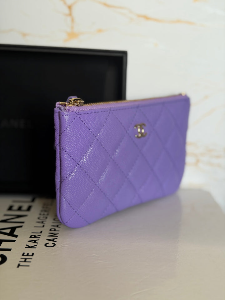 CHANEL series 28 20S purple caviar LGHW Mini O Case Pouch 15 cms