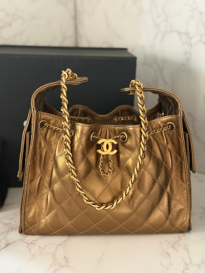 CHANEL 25A 2025 Bronze Caviar aged GHW 25 Hobo Bag size Small