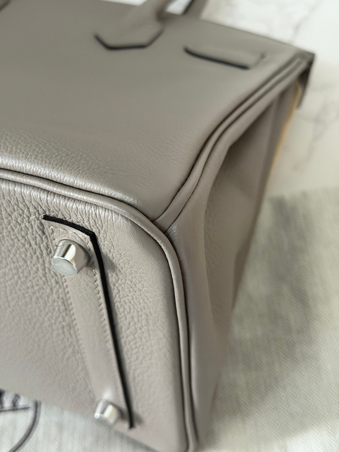 HERMES Gris Asphalt Leather Birkin 30 Bag Palladium Hardware Stamp D 2019