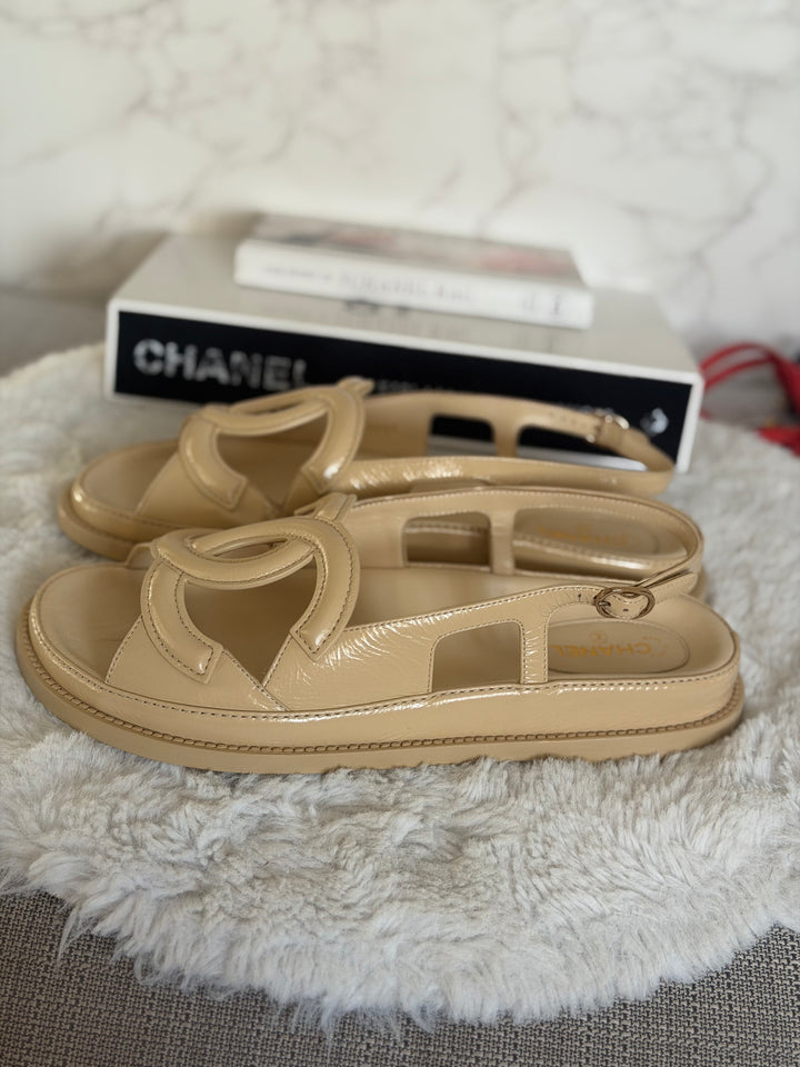 CHANEL Beige Dad’s Sandals 26B 2026 size EU 39