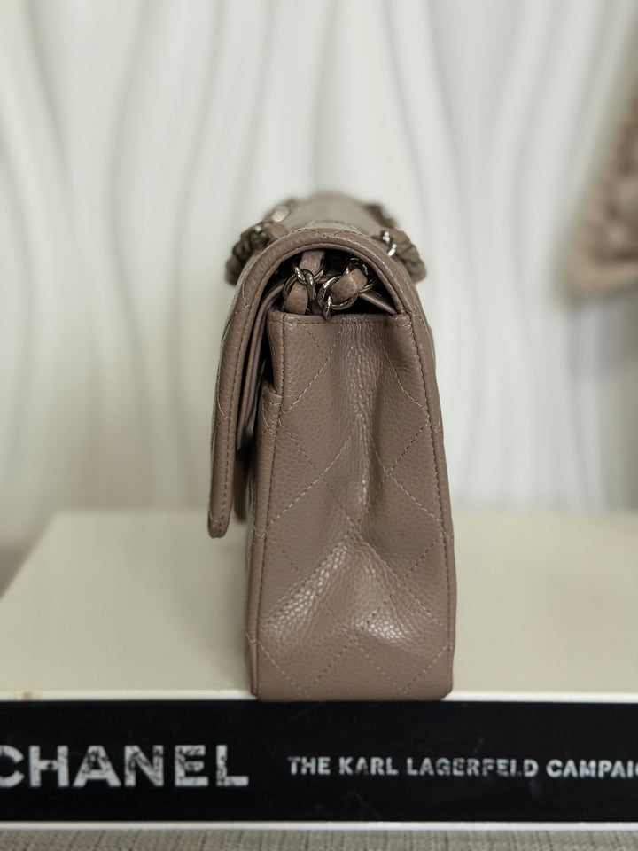 CHANEL series 20 15B Taupe Caviar SHW Medium ML Timeless Classic Double Flap Bag