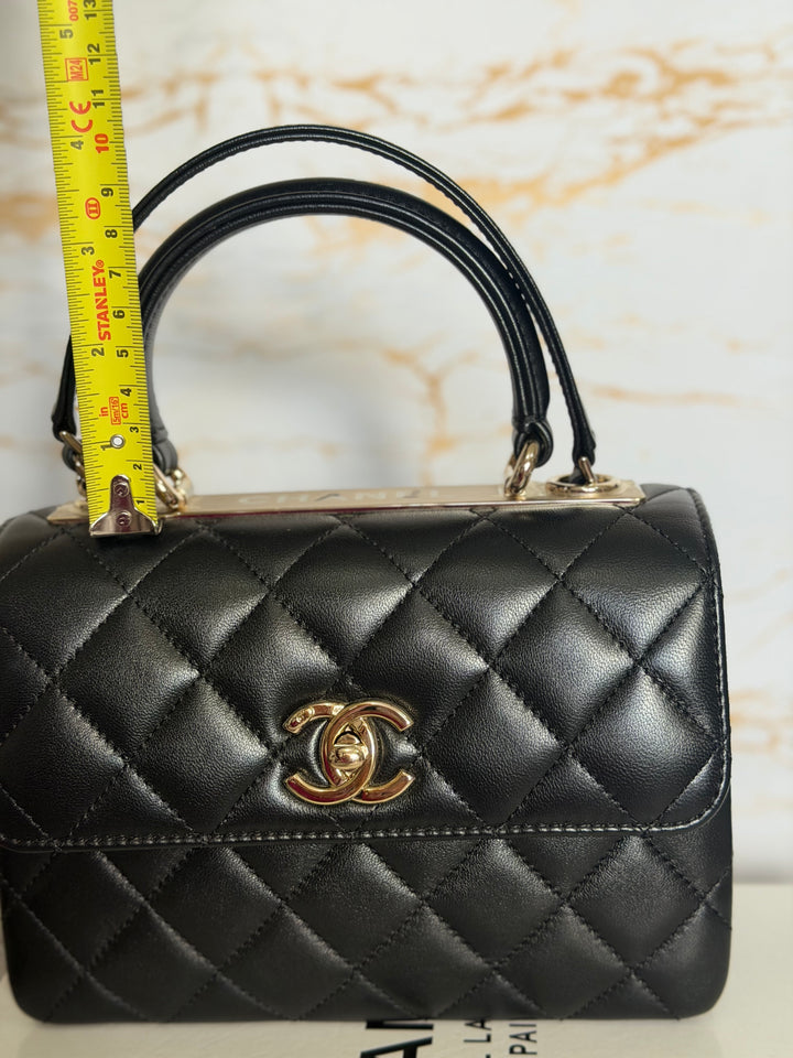 CHANEL Black Lambskin LGHW Trendy CC Flap Bag size MINI 8 inches with detachable Strap 2023/2024