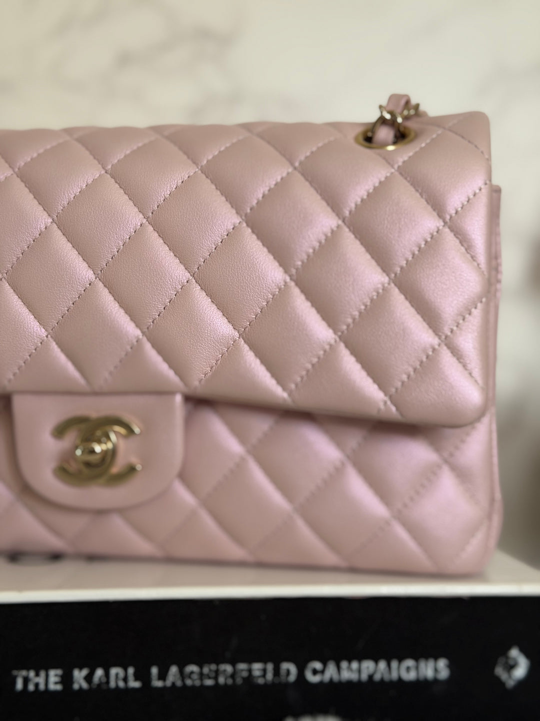 CHANEL 21S iridescent Pink Calf Skin LGHW Medium ML Timeless Classic Double Flap Bag series 31 2021