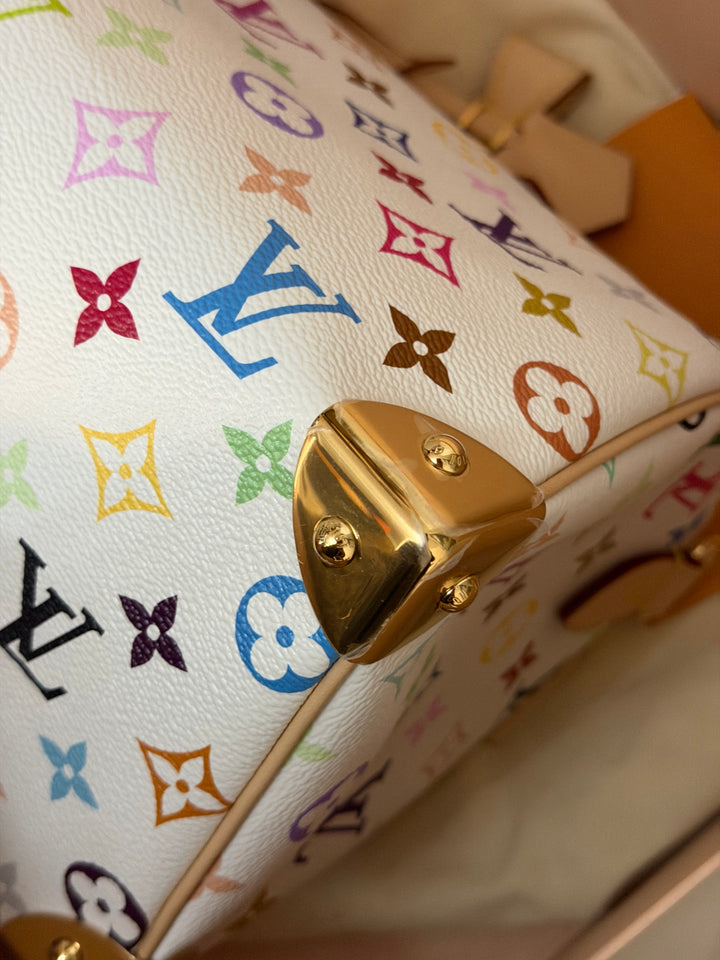 LOUIS VUITTON LV TM x LV Takashi Murakami Blanc White Multicolored Monogram canvas Speedy Bandouliere 25