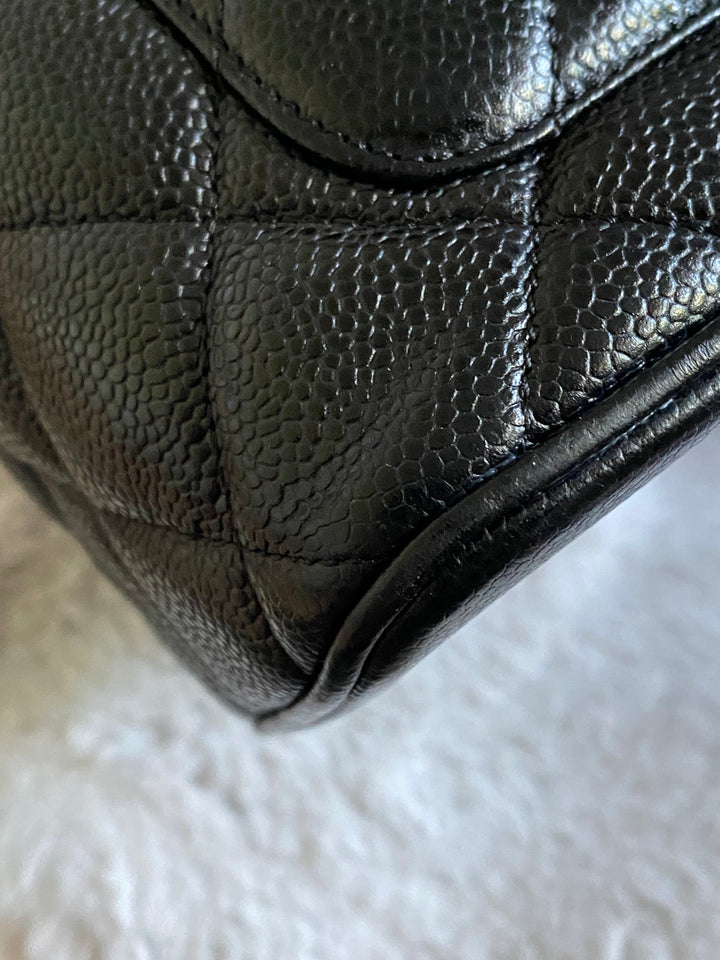 Chanel series 7 Vintage 2002-2003 Black Caviar GHW Medallion Tote Bag