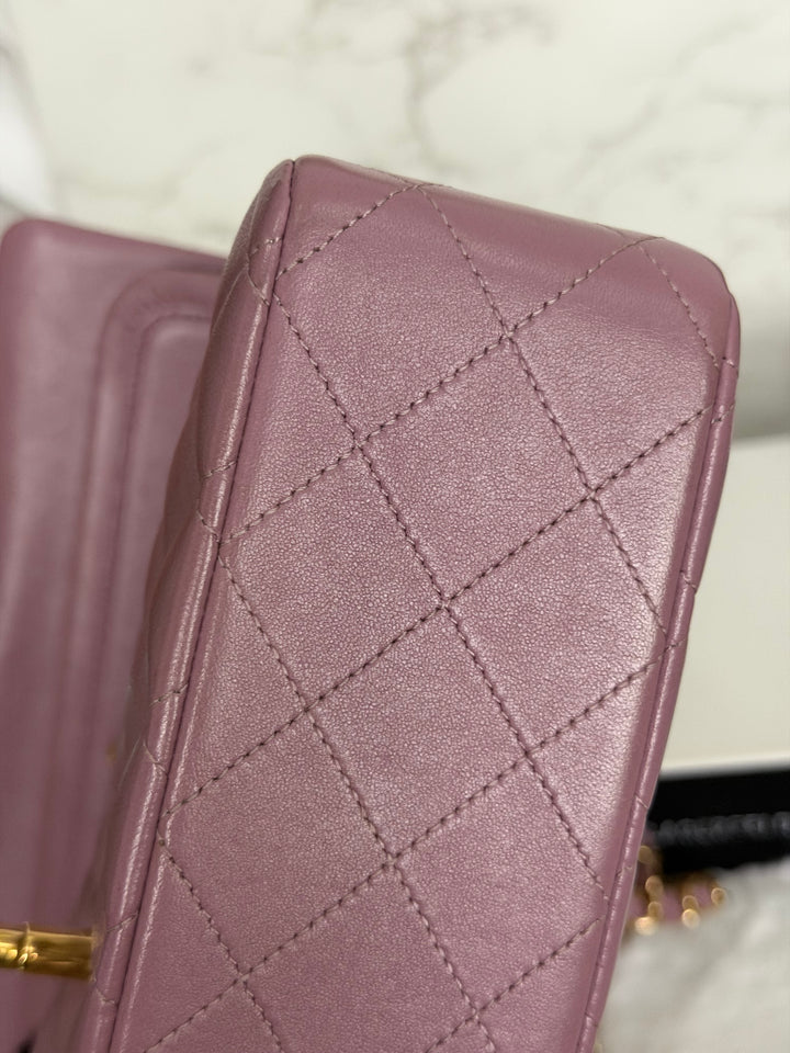 CHANEL series 21 Mauve Pink Purple Lambskin LGHW Medium ML Timeless Classic Double Flap Bag 2015