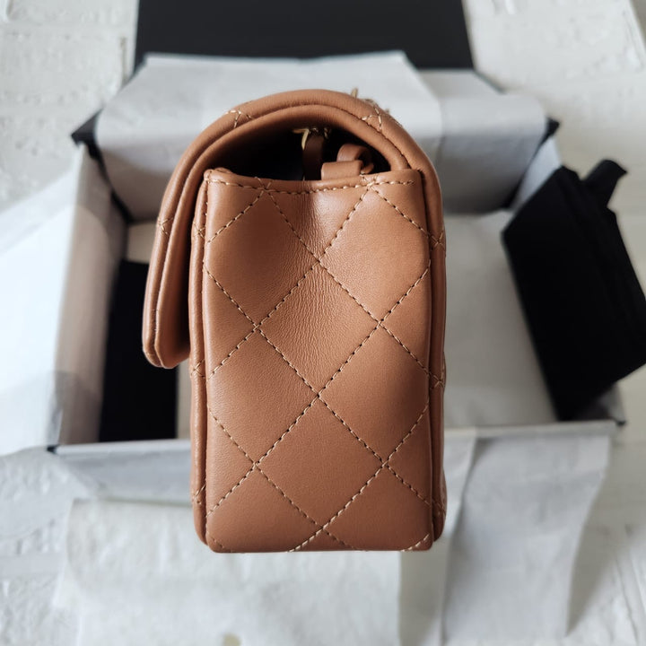CHANEL series 31 21P collection Caramel Brown Lambskin LGHW Mini Rectangular Flap Bag