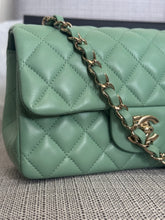 Load image into Gallery viewer, Chanel series 31 21C collection 2020/2021 Pastel Mint Green Lambskin Champagne GHW Mini Rectangular Flap Bag
