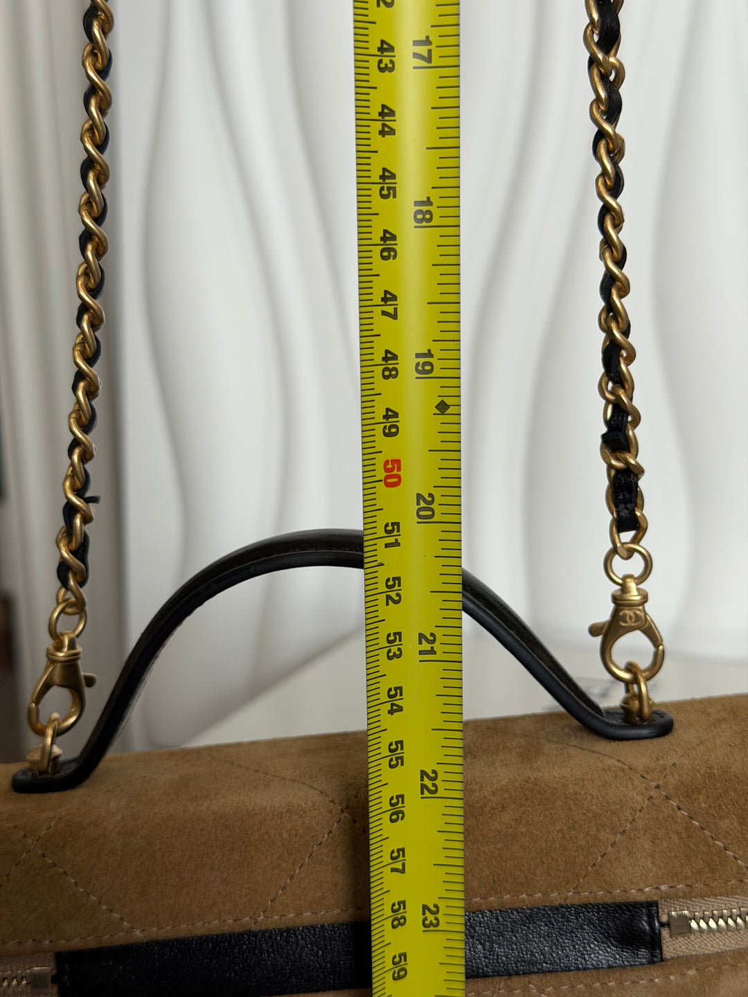 CHANEL 26S Beige Suede Black Calf skin aged GHW Long Vanity Case with Detachable Chain and top handle 2026