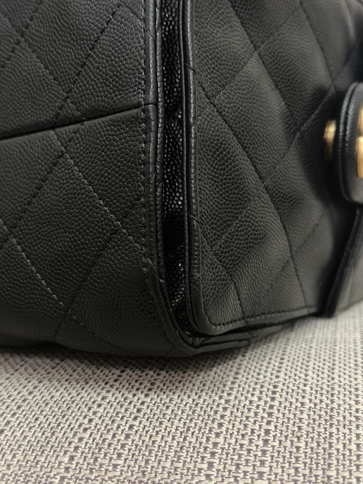 CHANEL 25 Black Caviar Aged GHW Hobo Bag size SMALL