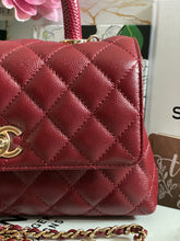 Load image into Gallery viewer, Chanel 21A 2021 Fall/Winter collection Burgundy caviar LGHW Coco Handle Flap Bag size Small with detachable Shoulder Strap
