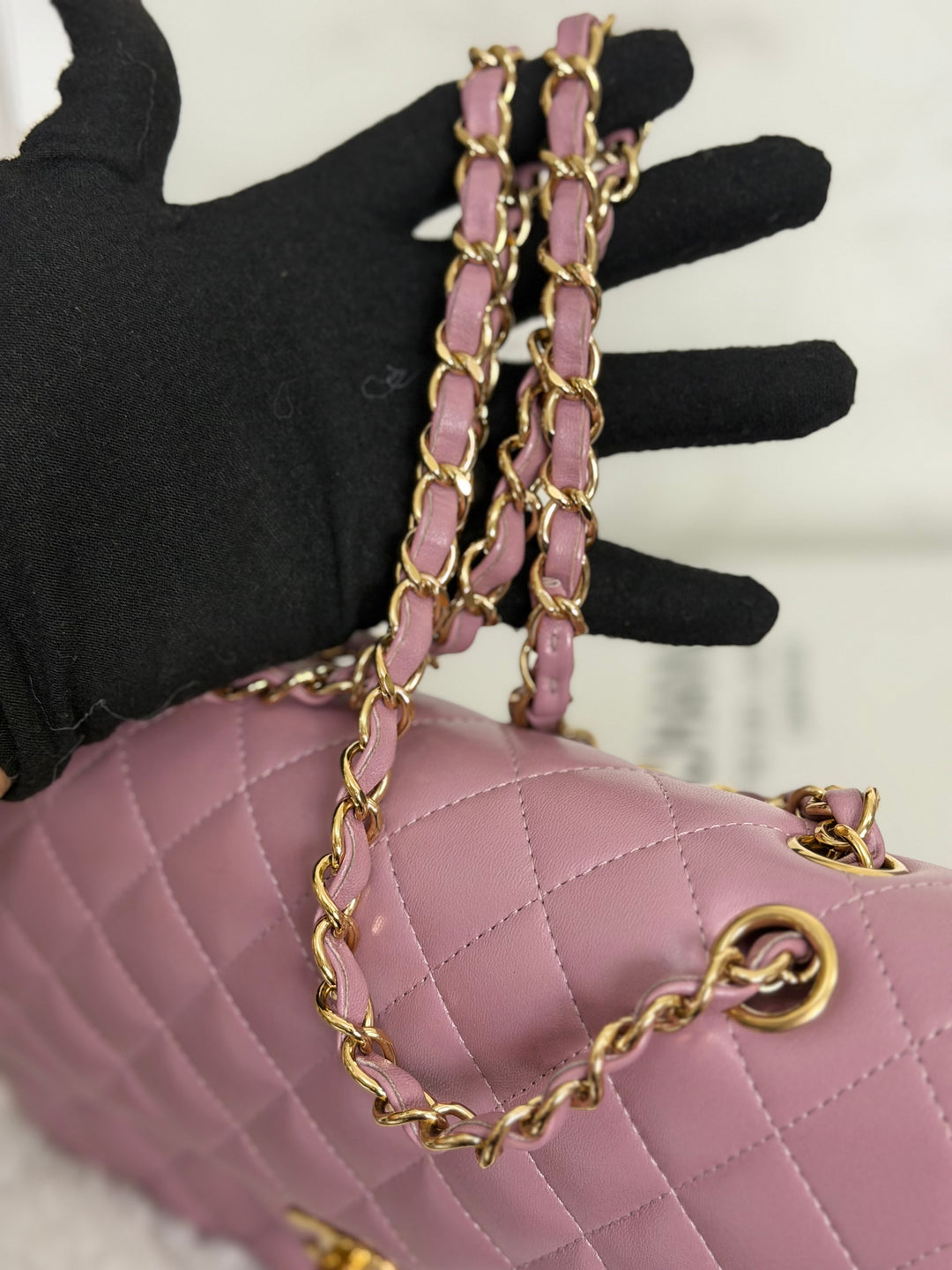CHANEL series 21 Mauve Pink Purple Lambskin LGHW Medium ML Timeless Classic Double Flap Bag 2015