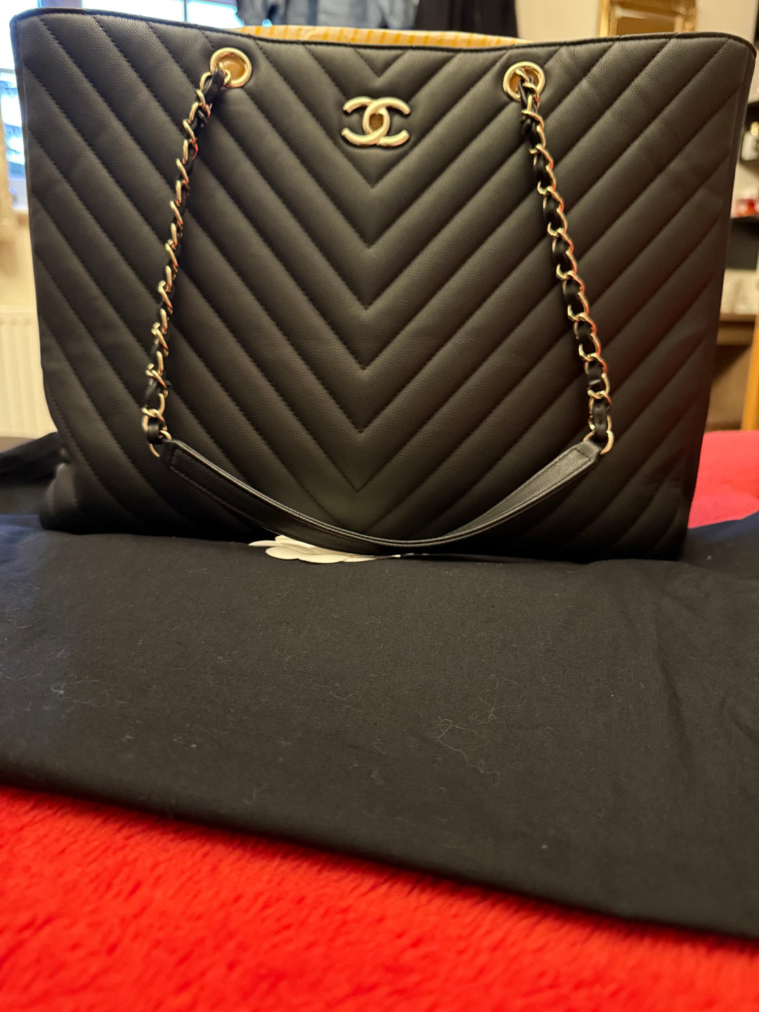 CHANEL series 27 2019 Black Caviar LGHW Chevron Timeless Tote Bag