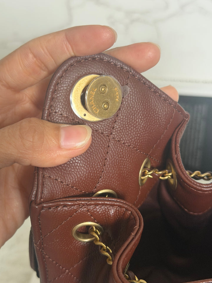 CHANEL 26S Brown Caviar Mini 25 Hobo Bag with Aged GHW 2026