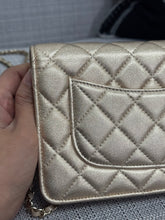 Load image into Gallery viewer, Chanel 21P 2021 Pre Spring/Summer Collection series 31 Iridescent Gold Lambskin Champagne GHW Classic Wallet on Chain (WOC)
