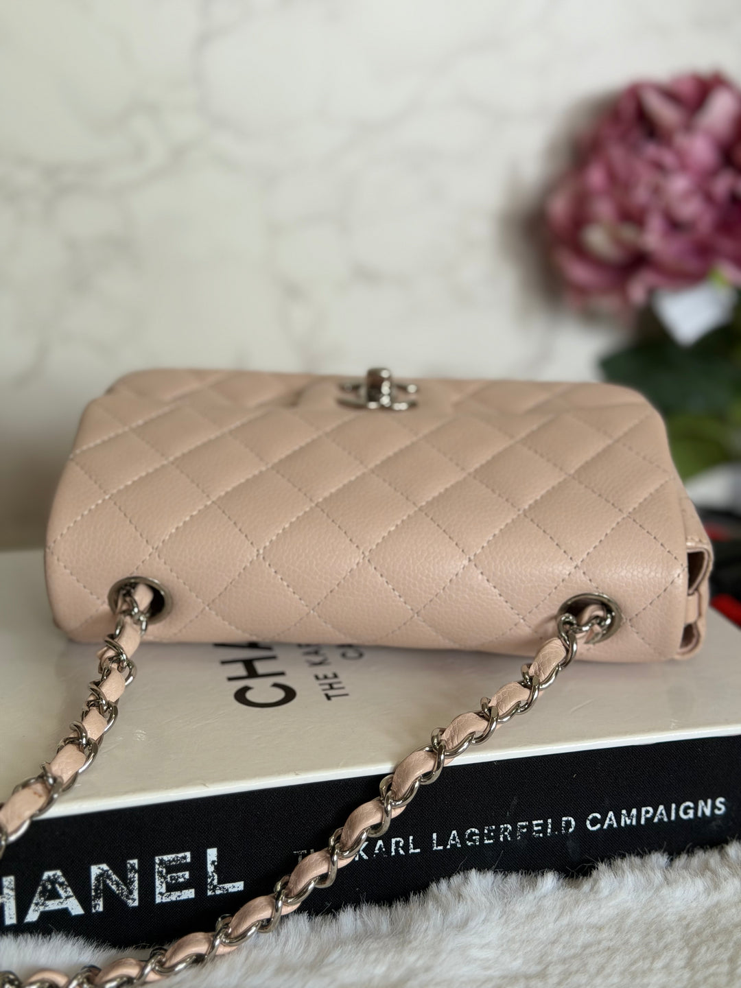 CHANEL series 18 Light Sakura Pink Caviar SHW Mini Rectangular Flap Bag 2014 14C collection
