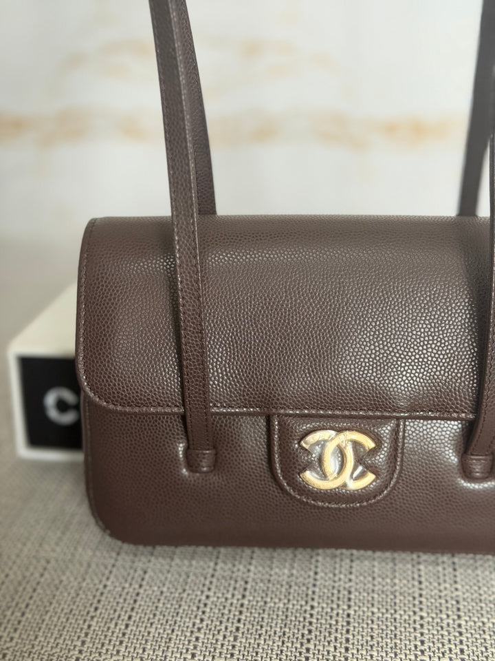 CHANEL Brown Caviar Preppy Mini 26S 2026 with Aged GHW 17 cms