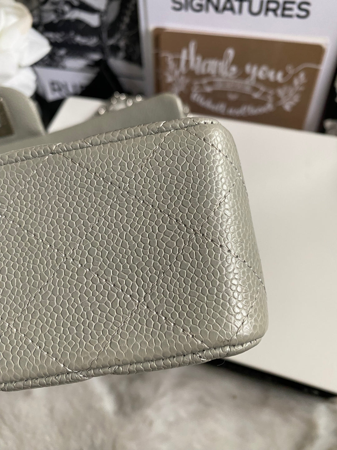 CHANEL series 19 Grey Caviar SHW Medium ML Double Flap Bag 14B collection 2014