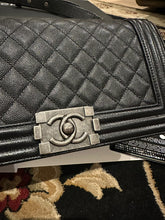 Load image into Gallery viewer, CHANEL series 20 2014/2015 Black Caviar Ruthenium Hardware Old Medium Le Boy Flap Bag

