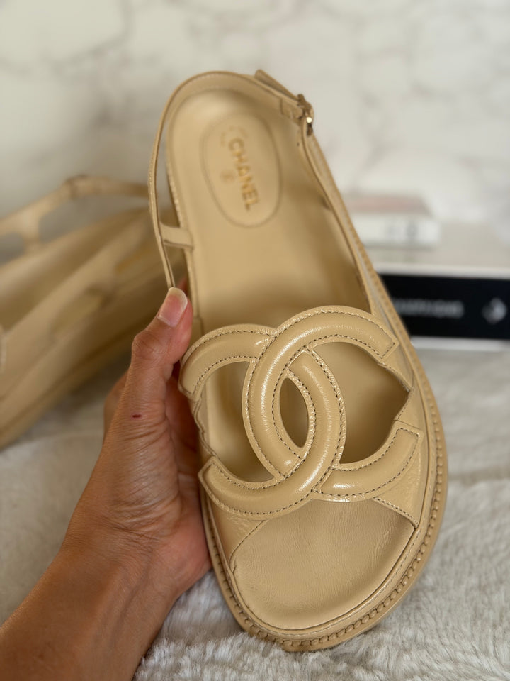 CHANEL Beige Dad’s Sandals 26B 2026 size EU 39