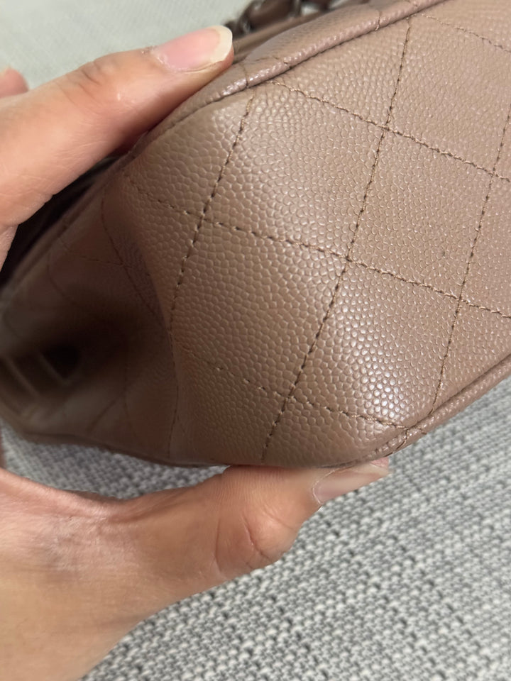 Chanel series 24 17B 2017 Fall/Winter Collection Taupe Caviar SHW Medium ML Timeless Classic Double Flap Bag