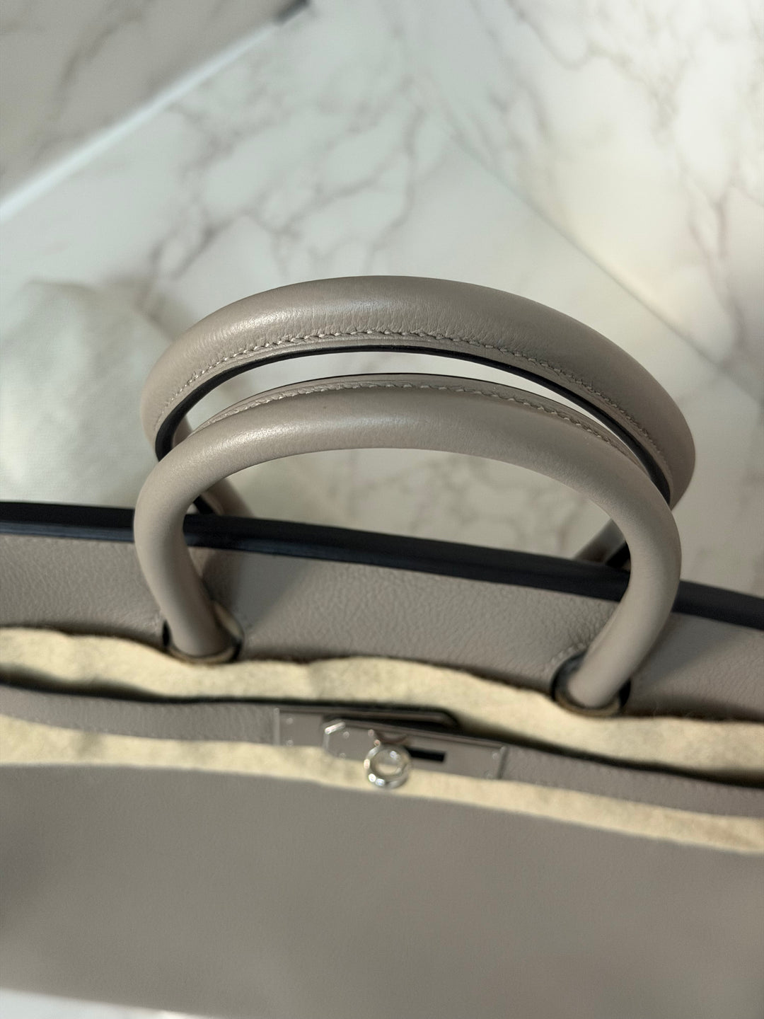 HERMES Gris Asphalt Leather Birkin 30 Bag Palladium Hardware Stamp D 2019