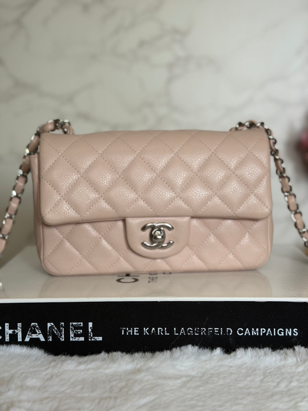 CHANEL series 18 Light Sakura Pink Caviar SHW Mini Rectangular Flap Bag 2014 14C collection