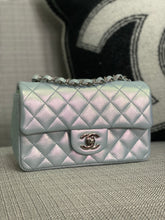 Load image into Gallery viewer, Chanel 21K collection 2021 Iridescent Light Blue Calf skin SHW Mini Rectangular Flap Bag
