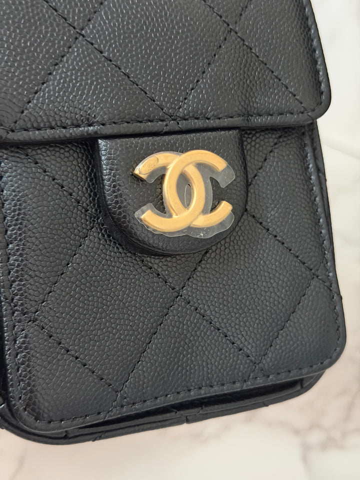 CHANEL 26C Black Caviar aged GHW Mini 25 Hobo Bag