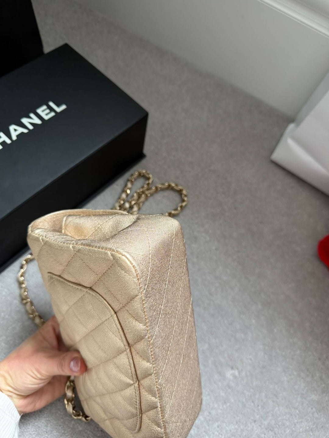 CHANEL series 31 21P Collection Iridescent Gold Lambskin LGHW Mini Rectangular Flap Bag 2021