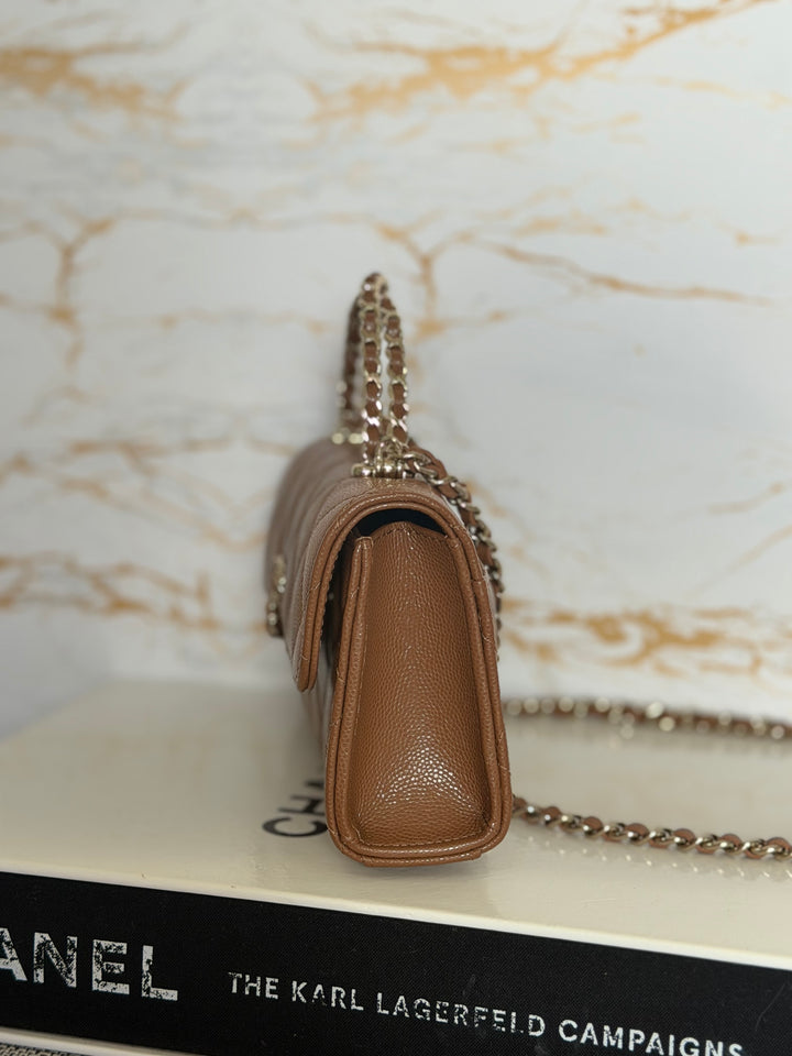 CHANEL 26P Brown Caviar LGHW Top Handle Vanity Clutch with Chain 2026