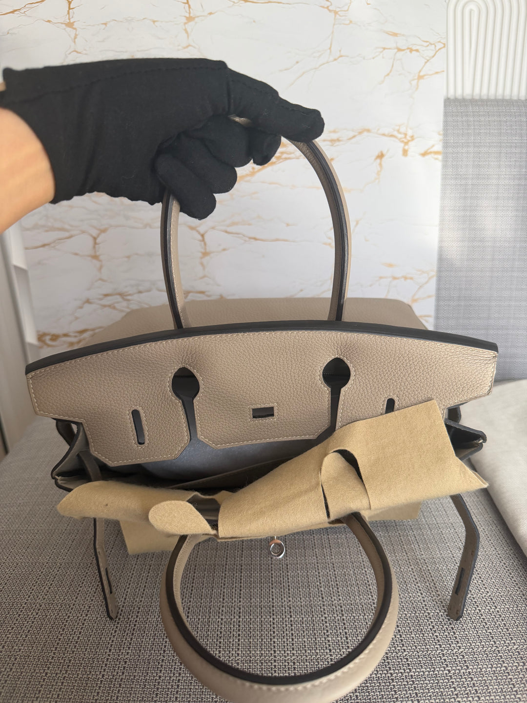 Hermès Gris Tourterelle Togo Leather PHW Birkin 30 Stamp T 2015