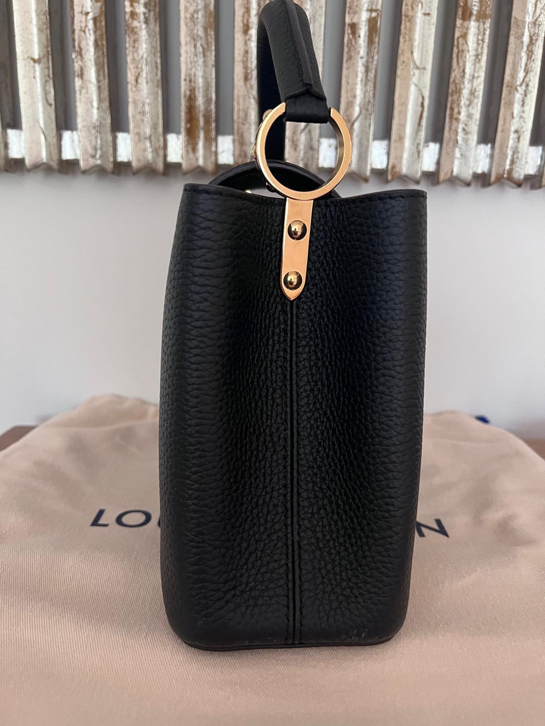 LOUIS VUITTON LV Black Caviar GHW Capucines BB