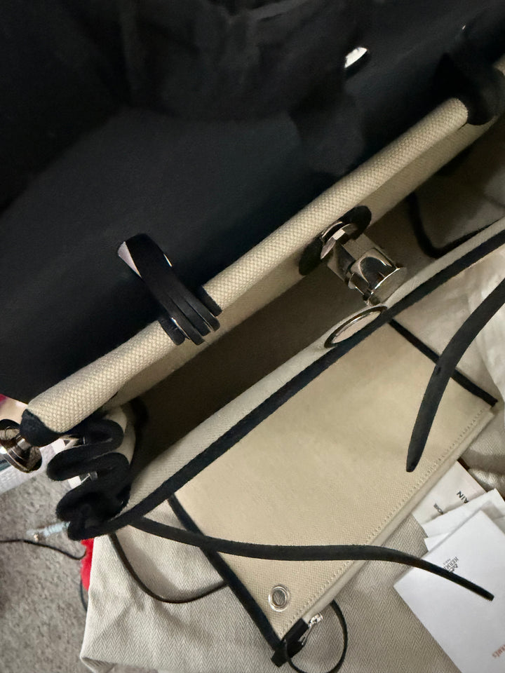 Hermes Herbag Zip 31 Bag in Noir/Beton Palladium Hardware