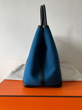 Load image into Gallery viewer, Hermes Garden Party 36 in Blue canvas and negoda leather with silver hardware
