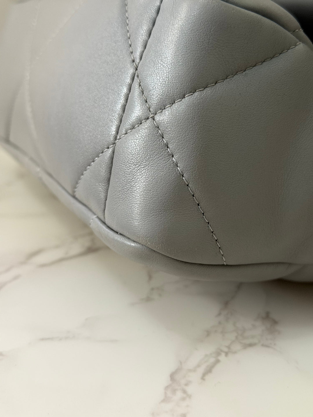 CHANEL 19 size Small Grey Lambskin Mixed Hardware 21B 2021 Flap Bag with Top Handle