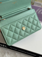 Load image into Gallery viewer, Chanel 23P Tiffany Green Caviar LGHW Classic Wallet on Chain (WOC)
