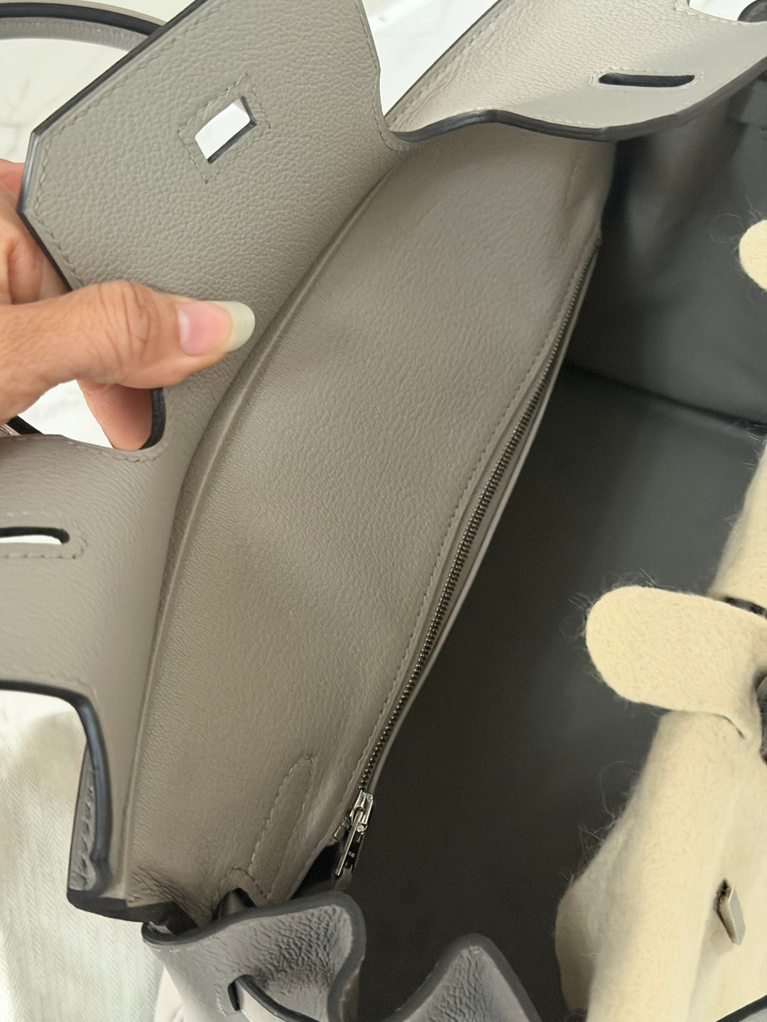 HERMES Gris Asphalt Leather Birkin 30 Bag Palladium Hardware Stamp D 2019