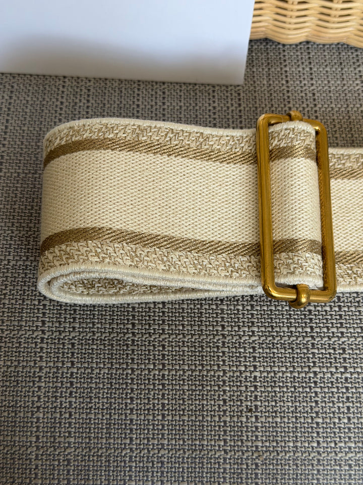 DIOR Lady Dior White/Gold Wicker Bag size SMALL with Guitar Strap