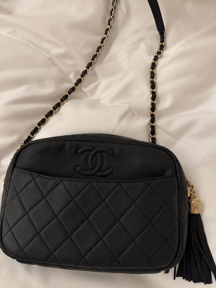 Chanel series 26 (2018) Black Camera Case Bag GHW with Tassel Size Medium