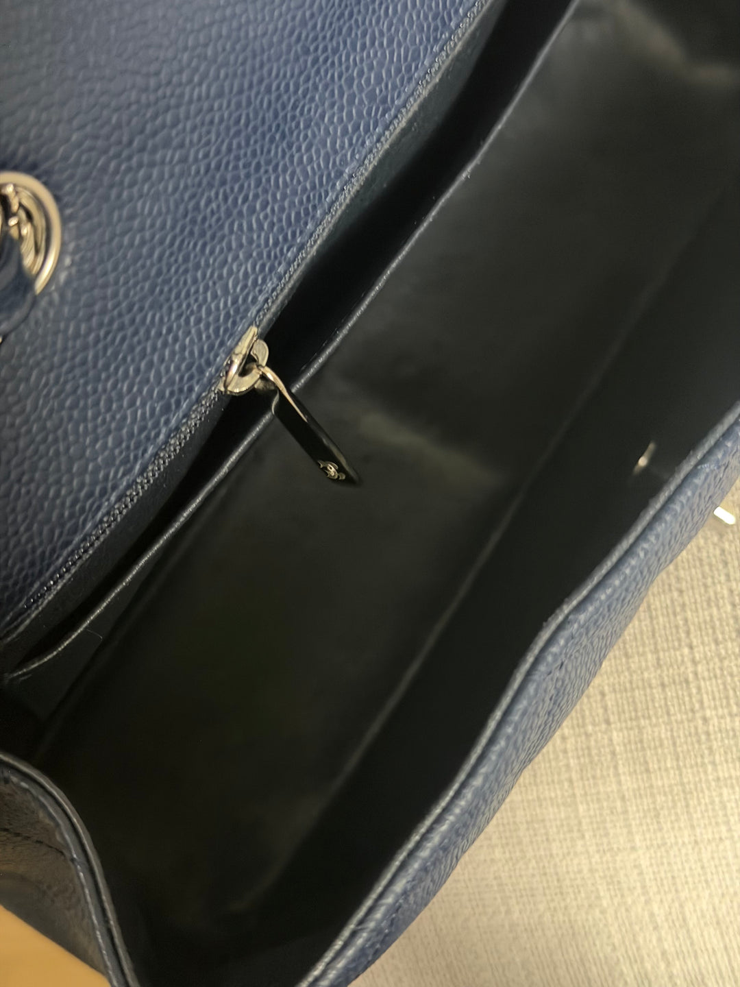 CHANEL series 13 Navy Caviar SHW Timeless Classic Jumbo Single Flap Bag 2010