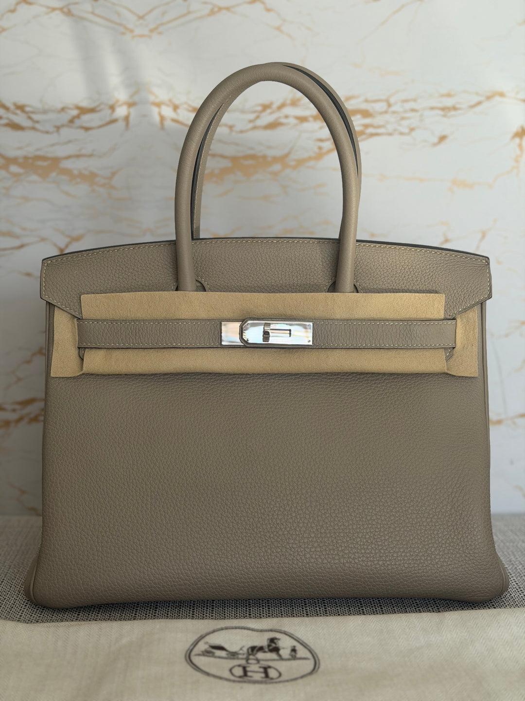 Hermès Gris Tourterelle Togo Leather PHW Birkin 30 Stamp T 2015