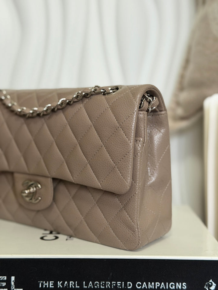 CHANEL series 20 15B Taupe Caviar SHW Medium ML Timeless Classic Double Flap Bag