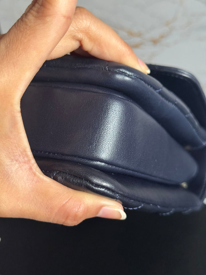 Chanel series 28 2018/2019 Navy Lambskin Champagne GHW Trendy CC Flap Bag size Small with Detachable Strap