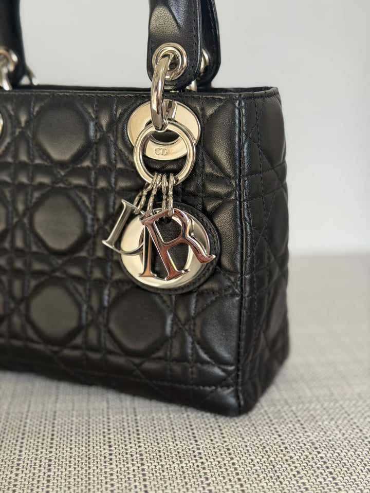DIOR Lady Dior Mini Vintage Black Lambskin Silver hardware SHW 2006