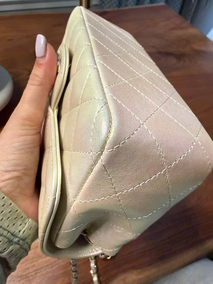 CHANEL series 31 Iridescent Ivory Calf Skin LGHW Mini Rectangular Flap Bag 20B collection 2020