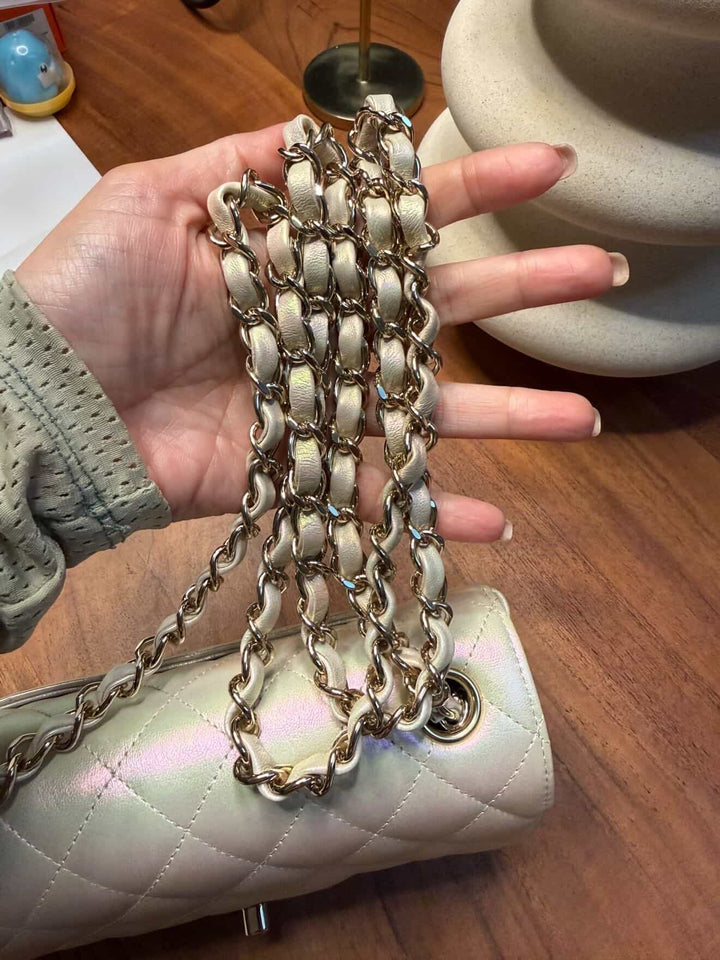 CHANEL series 31 Iridescent Ivory Calf Skin LGHW Mini Rectangular Flap Bag 20B collection 2020